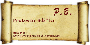 Protovin Béla névjegykártya